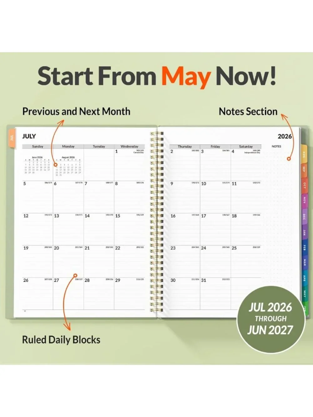 2026-2027 Academic Planner - Weekly & Monthly, Quarter-Hourly, Flexible Cover